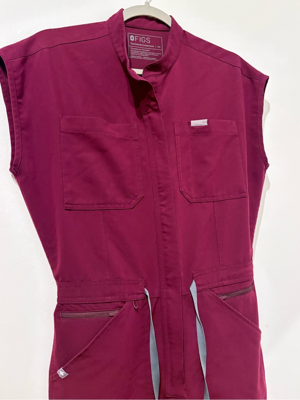 FIGS Rafaela Jogger Scrubs Burgundy Jumpsuit - Picture 5 of 8